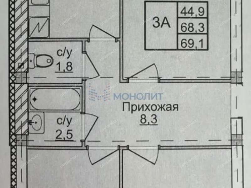 трёхкомнатная квартира на Полётной улице дом 7