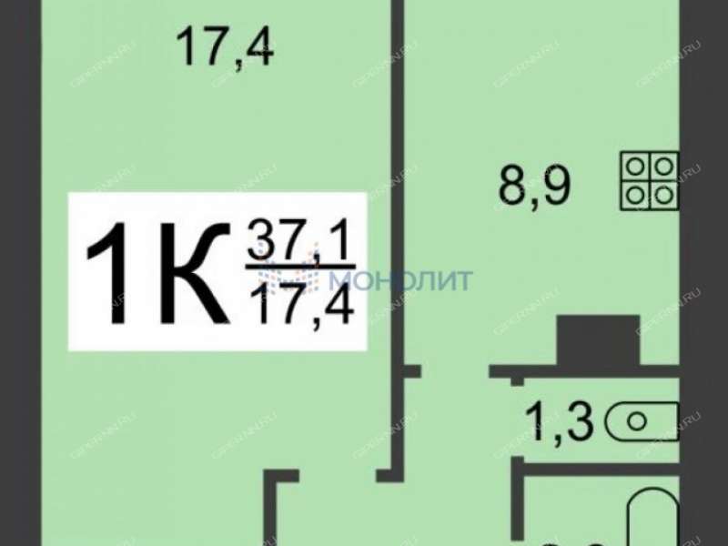 однокомнатная квартира на улице Островского дом 10