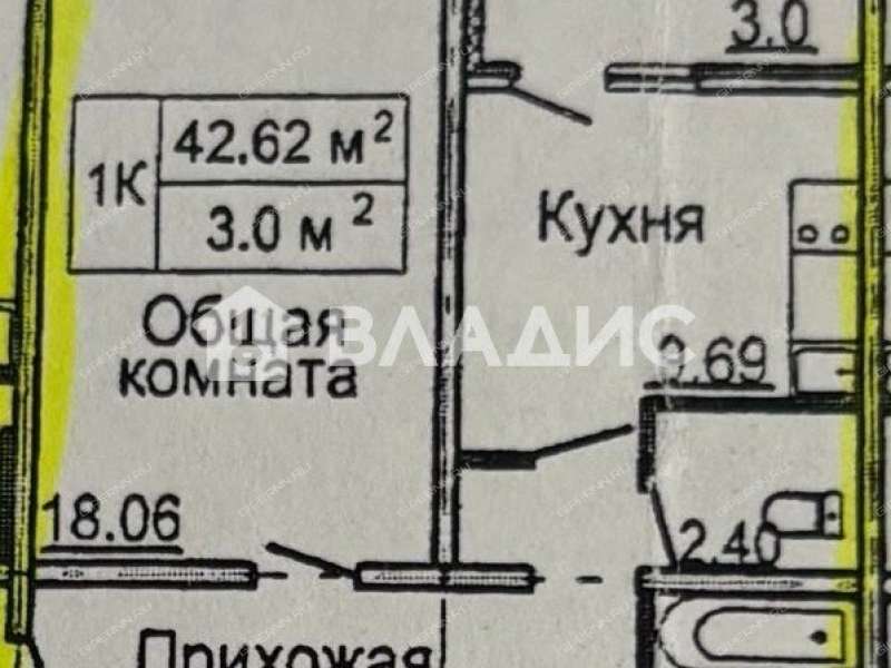 однокомнатная квартира на Бурнаковской улице дом 83