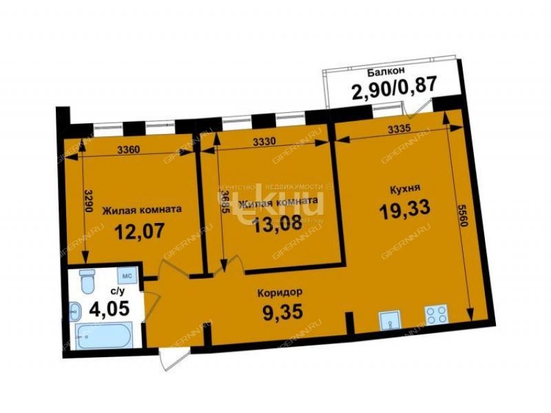 двухкомнатная квартира на проспекте Капитана Рачкова город Кстово