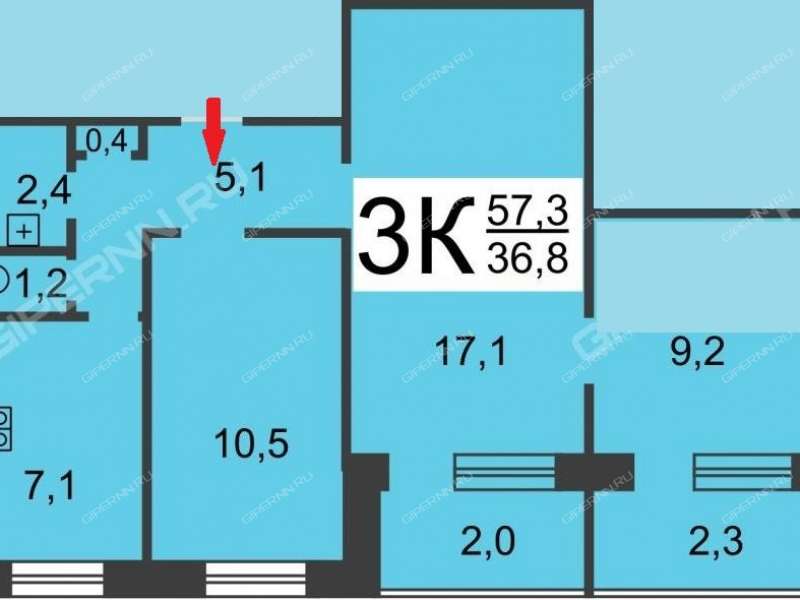 трёхкомнатная квартира на улице Володарского дом 7