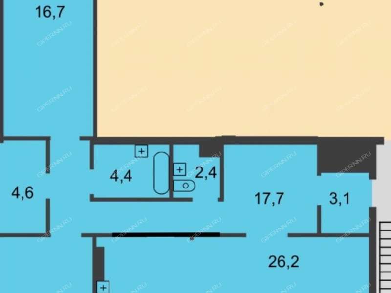 трёхкомнатная квартира на Казанском шоссе дом 14