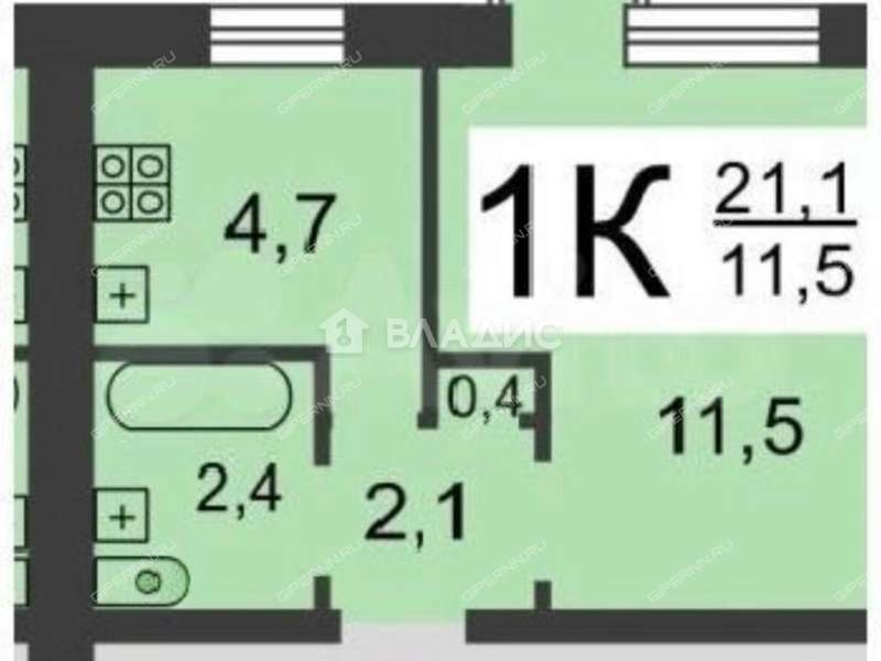 однокомнатная квартира на улице Федосеенко дом 13