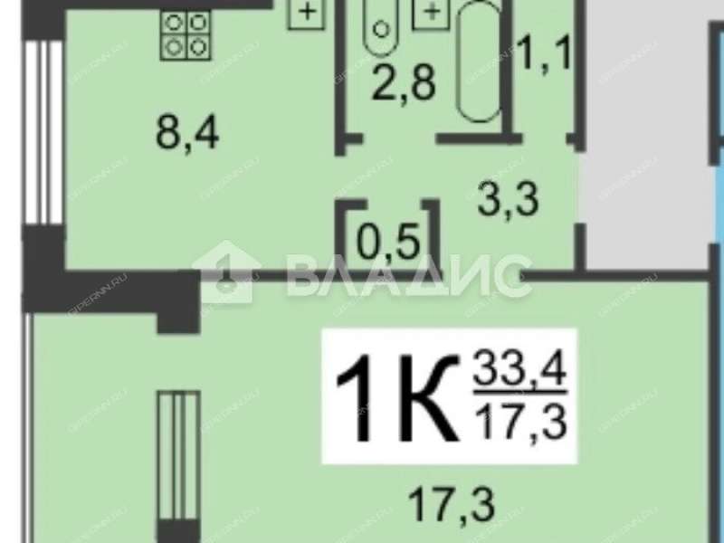 однокомнатная квартира на проспекте Бусыгина дом 56