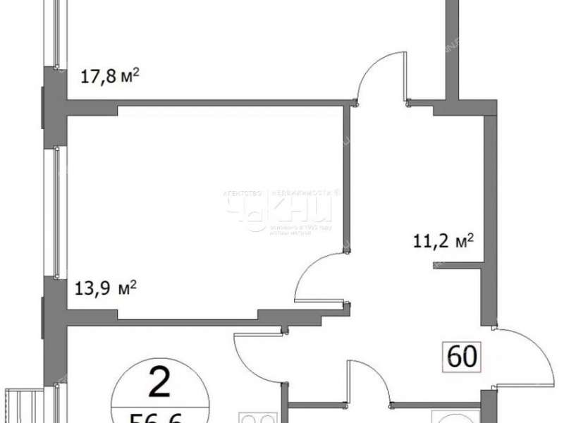 двухкомнатная квартира на улице Сергея Акимова дом 50