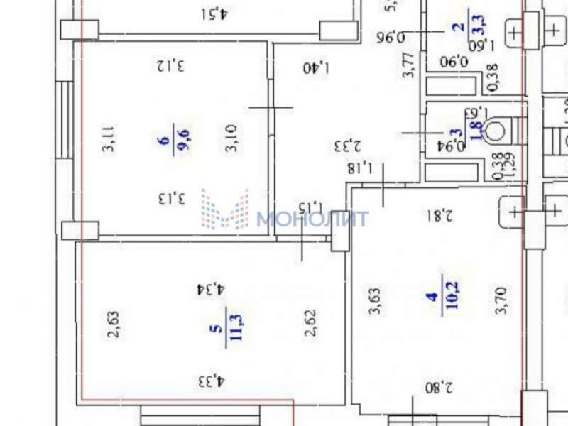 трёхкомнатная квартира на улице Академика Сахарова дом 105