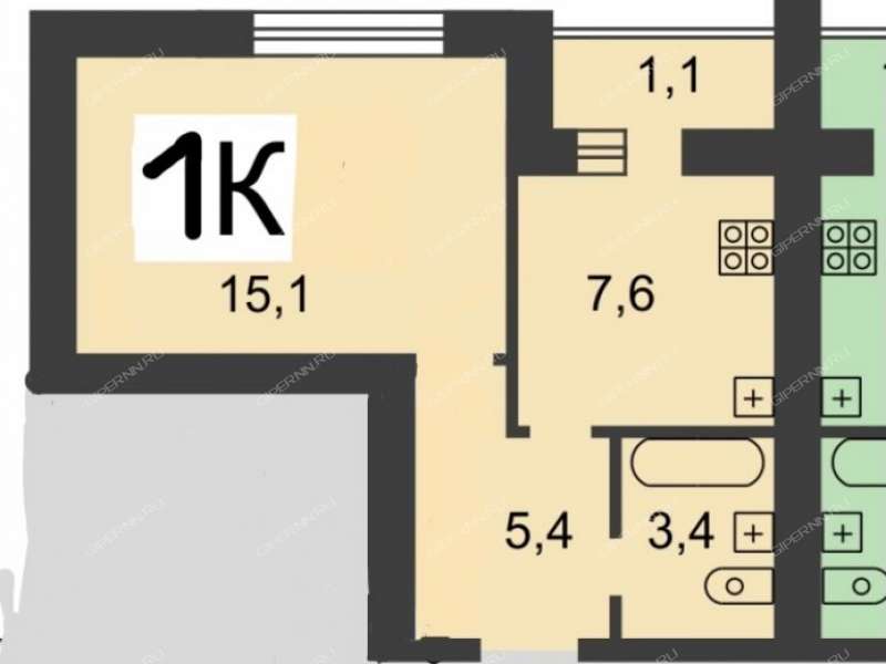 однокомнатная квартира на улице Римского-Корсакова дом 53