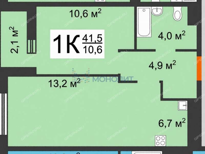 однокомнатная квартира на улице Профинтерна дом 13