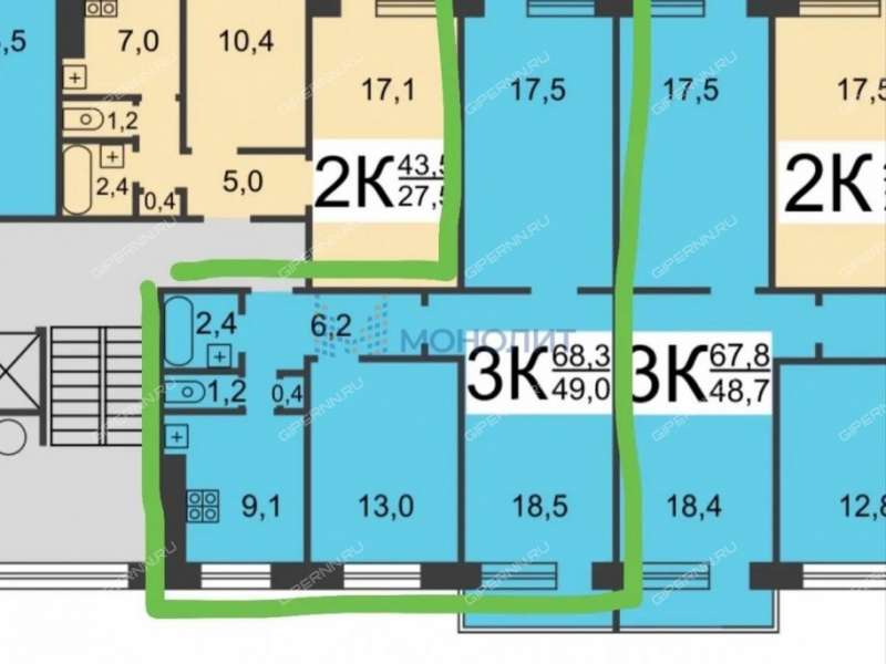 трёхкомнатная квартира на улице Бринского дом 5 к2