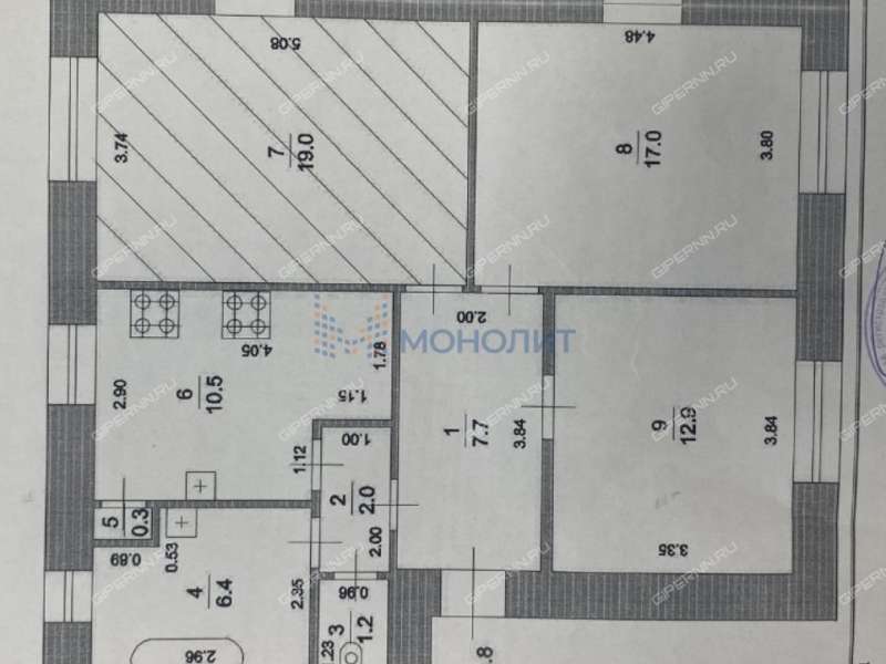 трёхкомнатная квартира на Октябрьской улице дом 9 город Дзержинск