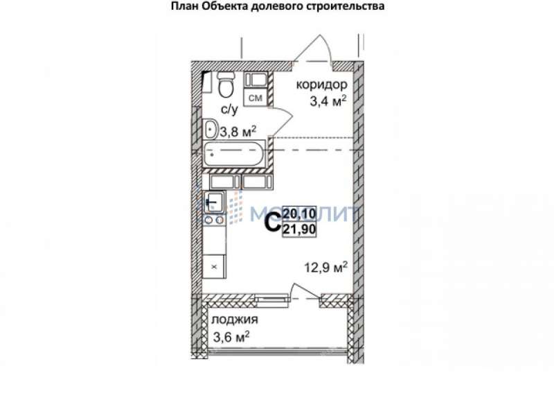 квартира-студия в новостройке на Коломенской улице