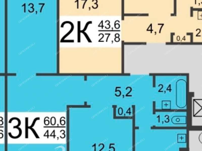 трёхкомнатная квартира на улице Героя Шнитникова дом 8