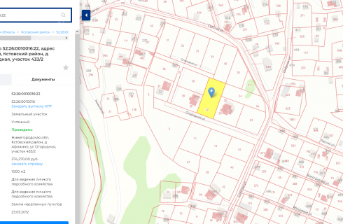 Кадастровая карта афонино нижегородская область