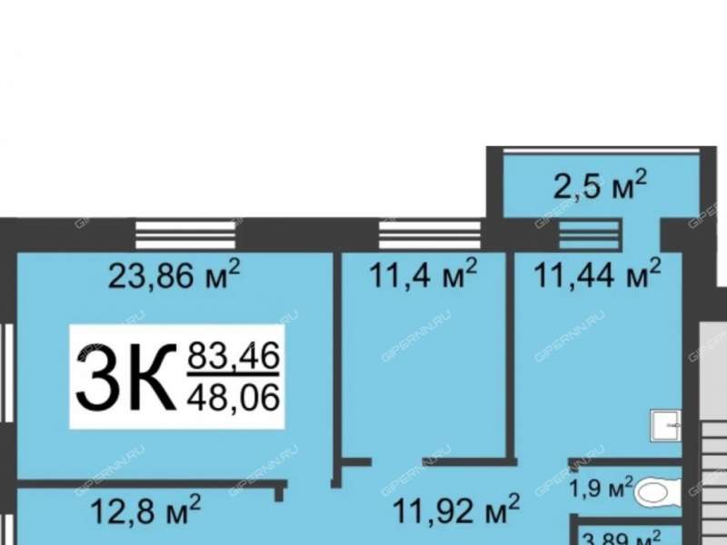 трёхкомнатная квартира на улице Ванеева дом 40Б